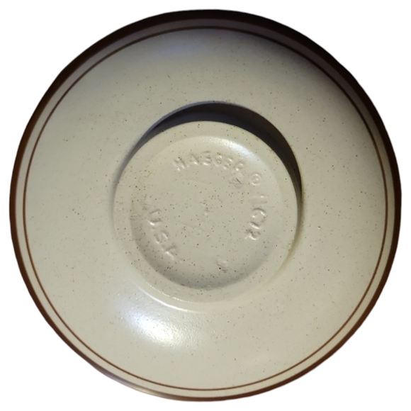 Vtg Haeger # 0672 Fruit Vegetable Salad Bowl Dish Beige Brown Stripes 10 1/4" - Picture 3 of 3